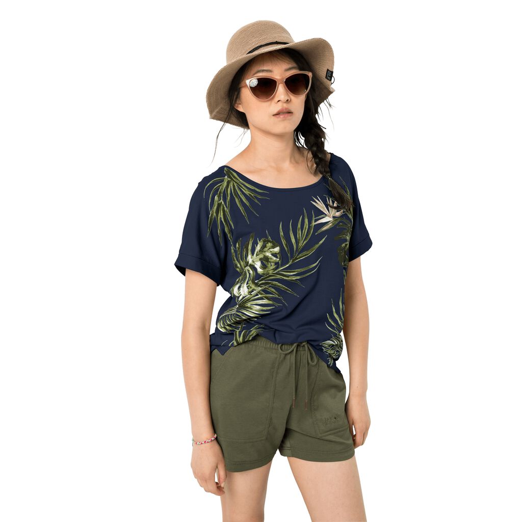 Jack Wolfskin TROPICAL LEAF Haut Femme Bleu - BFSONID-80